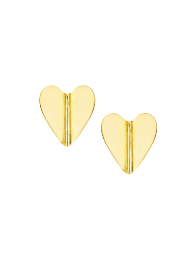 Shop Cadar Women's Wings Of Love Medium 18k Yellow Gold Heart Studs Earrings