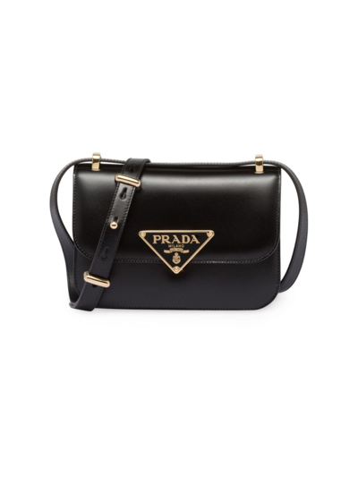 Shop Prada Women's Emblème Leather Bag In Black