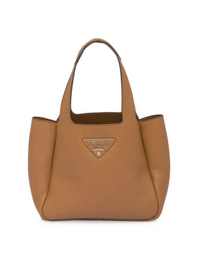 Shop Prada Women's Leather Tote Bag In Brown