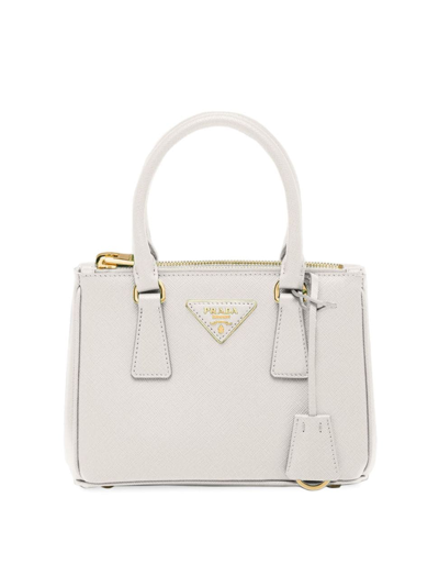 Shop Prada Women's Galleria Saffiano Leather Mini Bag In White
