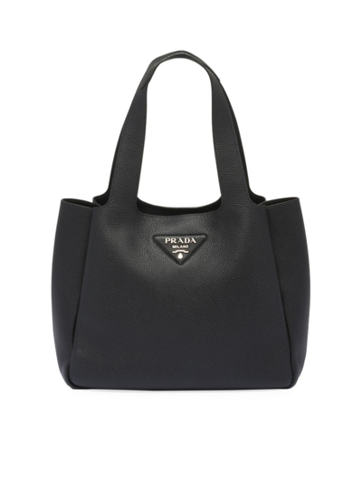 Shop Prada Women's Leather Tote Bag In Black