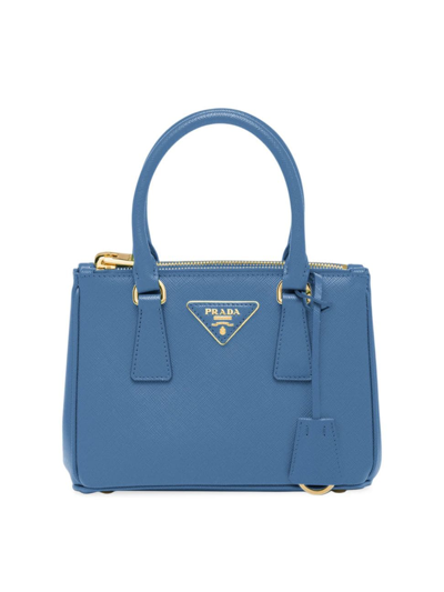 Shop Prada Women's Galleria Saffiano Leather Mini Bag In Blue