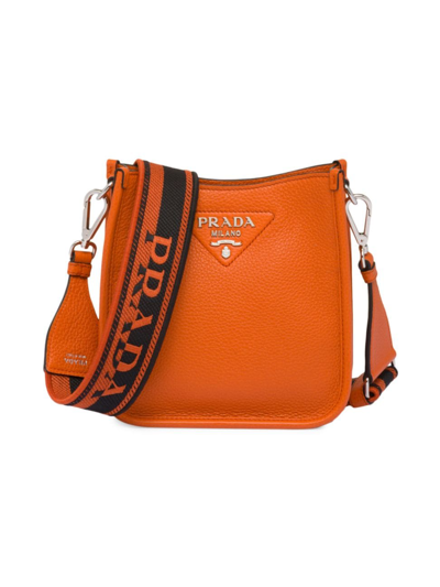 Shop Prada Women's Leather Mini Shoulder Bag In Orange