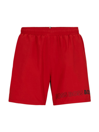 Shop Hugo Boss Men's Swim Shorts In Dark Red