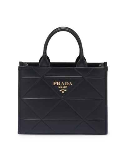 Shop Prada Women's Small Leather Symbole Bag With Topstitching In Black