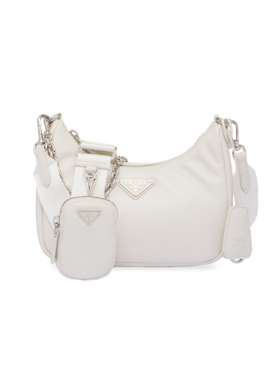 Shop Prada Women's Padded Nappa Leather Re-edition 2005 Shoulder Bag In White