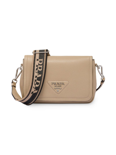 Shop Prada Women's Leather Shoulder Bag In Beige