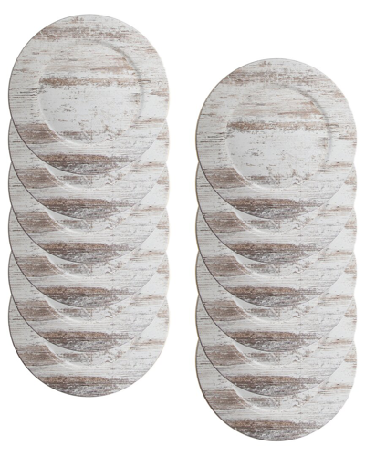 American Atelier Set Of 12 Birch Wood Finish Charger Plates