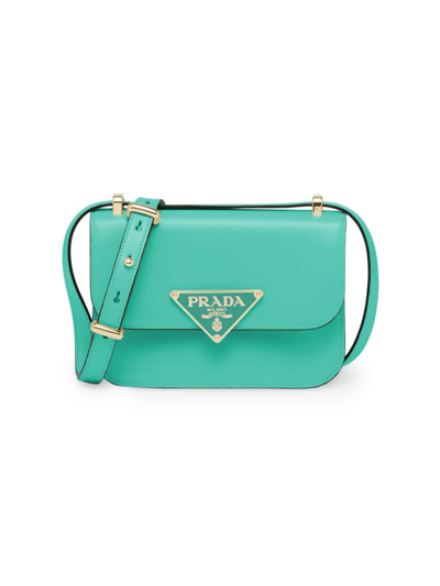 Shop Prada Women's Emblème Leather Bag In Green