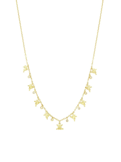 Shop Onirikka Women's Leap 18k Yellow Gold & 0.12 Tcw Diamond Frog Necklace