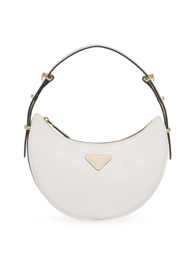 Shop Prada Women's Arqué Leather Shoulder Bag In White