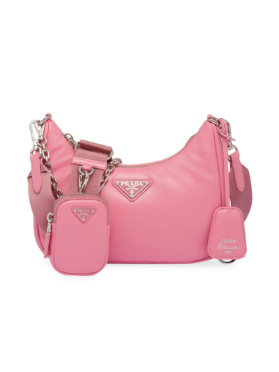 Shop Prada Women's Padded Nappa Leather Re-edition 2005 Shoulder Bag In Pink