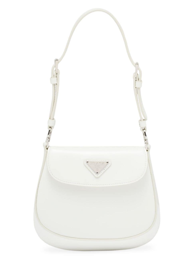 Shop Prada Women's Cleo Brushed Leather Mini Bag In White