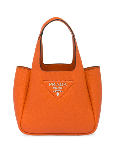Shop Prada Women's Leather Mini Bag In Orange