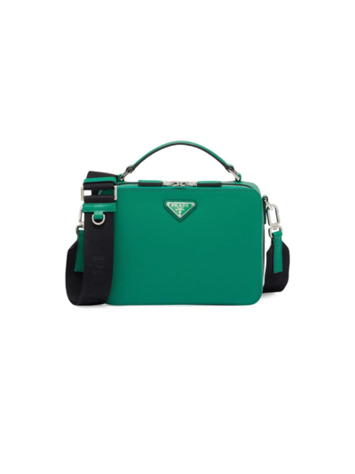 Shop Prada Men's Medium Brique Saffiano Leather Bag In Green