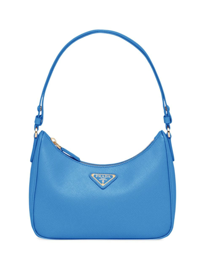 Shop Prada Women's Re-edition Saffiano Leather Mini Bag In Blue