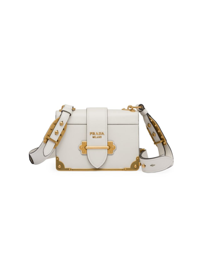 Shop Prada Women's Cahier Leather Bag In White