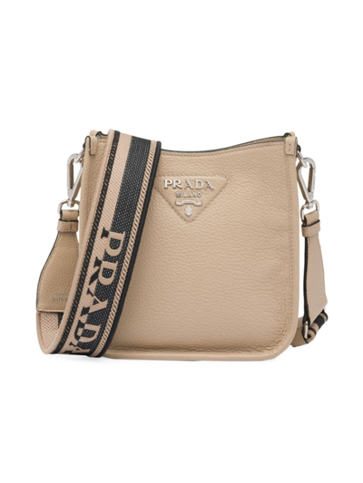 Shop Prada Women's Leather Mini Shoulder Bag In Beige