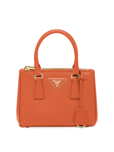 Shop Prada Women's Galleria Saffiano Leather Mini Bag In Orange