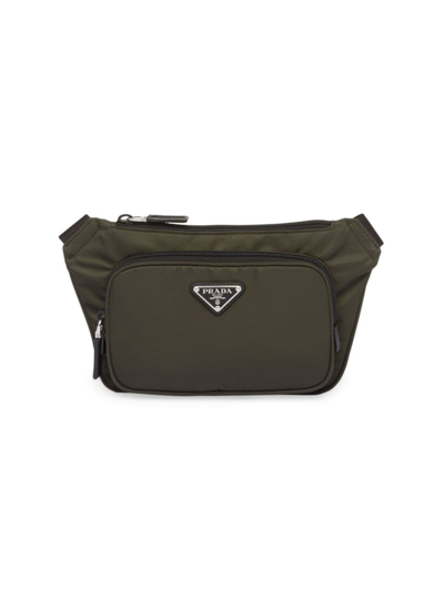 Shop Prada Men's Re-nylon And Saffiano Leather Shoulder Bag In Green