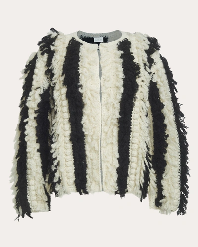 Shop Eleven Six Women's Sophia Fringed Sweater Jacket In Ivory/black