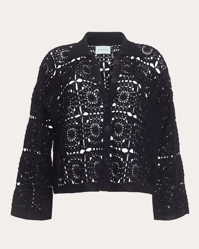 Shop Eleven Six Women's Tasha Crocheted Cropped Shirt Jacket In Black