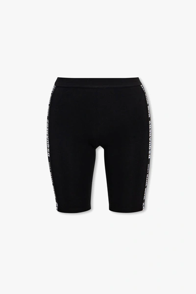 Shop Dsquared2 Black Cropped Leggings With Logo In New