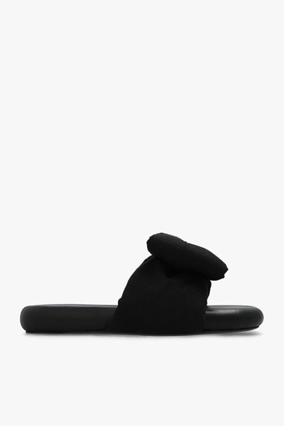 Shop Off-white Black Slides With Bow In New