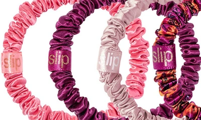 Slip Moonflower Ornament Pure Silk Skinny Scrunchie Set In Moonflower Nights