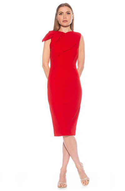 Shop Alexia Admor Brigitta Bow Tie Bodice Midi Dress In Red