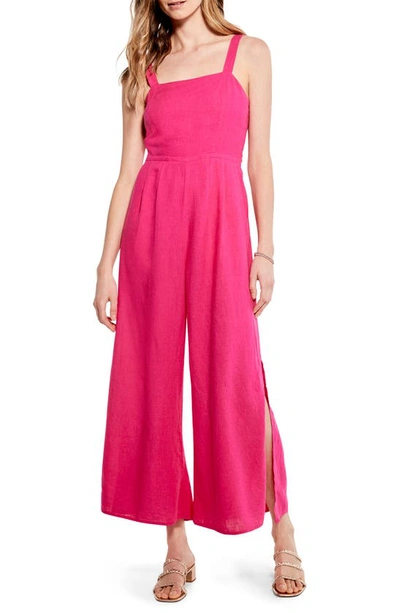 Shop Nic + Zoe Nic+zoe Rumba Park Linen Blend Jumpsuit In Shocking Pink