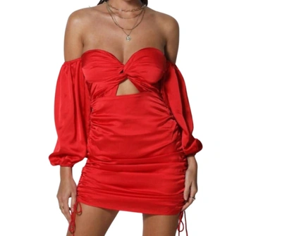 Shop Runaway Pouffle Sleeve Mini Dress In Red