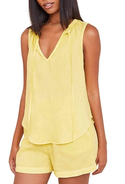 Shop Bella Dahl Sleeveless Shirred Neck Pullover Top In Capri Citron In Multi