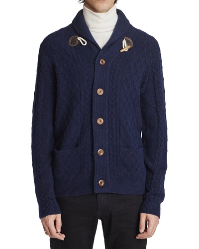 Shop Paisley & Gray Toggle Wool-blend Cardigan In Blue