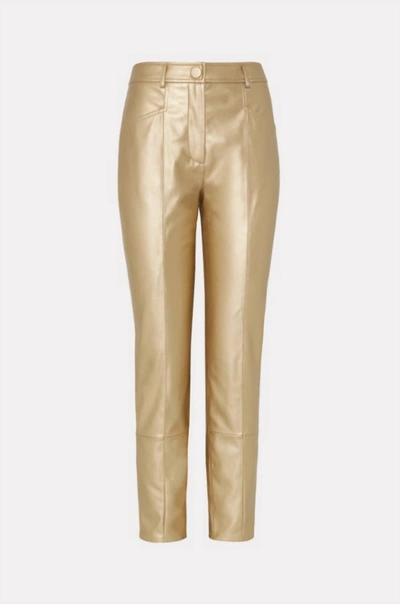 Shop Milly Rue Faux Leather Pants In Gold
