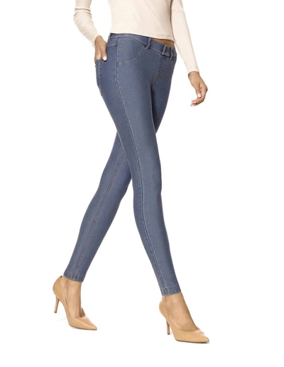 Hue Essential Denim Leggings In Stone Acid Wash In Multi