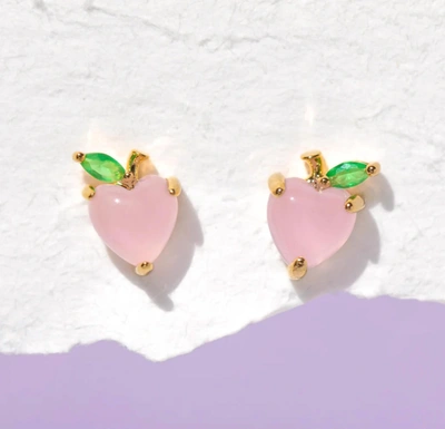 Shop Girls Crew Peach Stud Earrings In Pink/gold In Multi