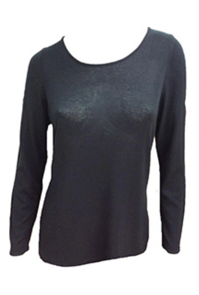 Angel Long Sleeve Scoop Neck Top In Black In Black