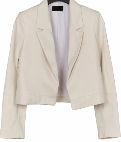 Rta Wynn Crop Leather Blazer In Ivory In Multi
