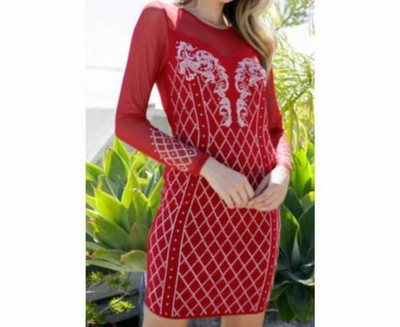 Shop Vocal Apparel Embellished With Rhinestones Dress In Red