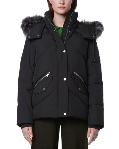 Shop Andrew Marc Marc New York Daphn Chevron Quilt Down Filled Coat In Black