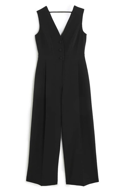 Shop River Island Back Bow Sleeveless Jumpsuit In Black