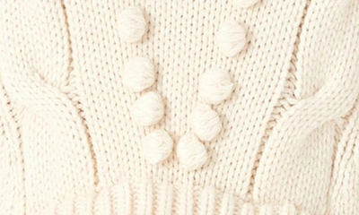 Shop English Factory Mixed Media Cable Stitch Sweater In Cream/ White