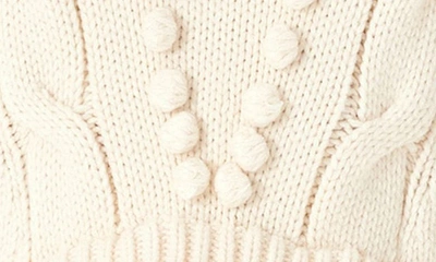 English Factory Mixed Media Cable Stitch Sweater In Cream/ White