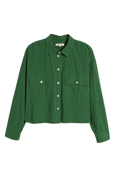 Shop Madewell Signature Poplin Cargo Cotton Button-up Shirt In Varsity Green