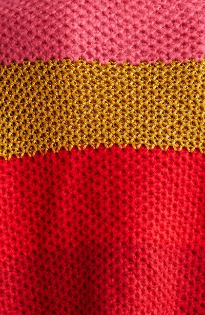 Shop Farm Rio Shiny Stripe Colorblock Turtleneck Sweater In Red Multi
