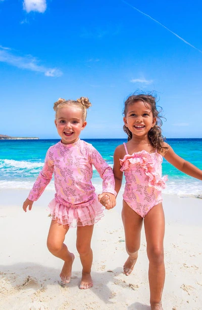 Shop Shade Critters Kids' Leopard Spots Two-piece Swimsuti & Cover-up Skirt Set In Pink