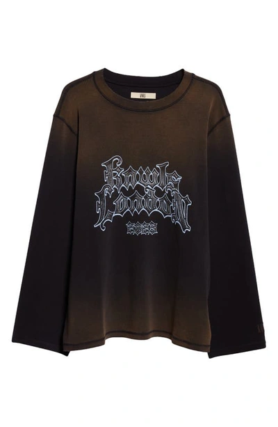 Shop Knwls Oversize Stretch Cotton Graphic T-shirt In Darkwash