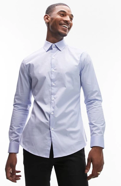 Shop Topman Formal Stretch Button-up Shirt In Light Blue