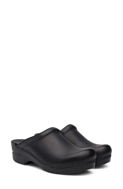 Shop Dansko 'sonja' Oiled Leather Clog In Black Cabrio